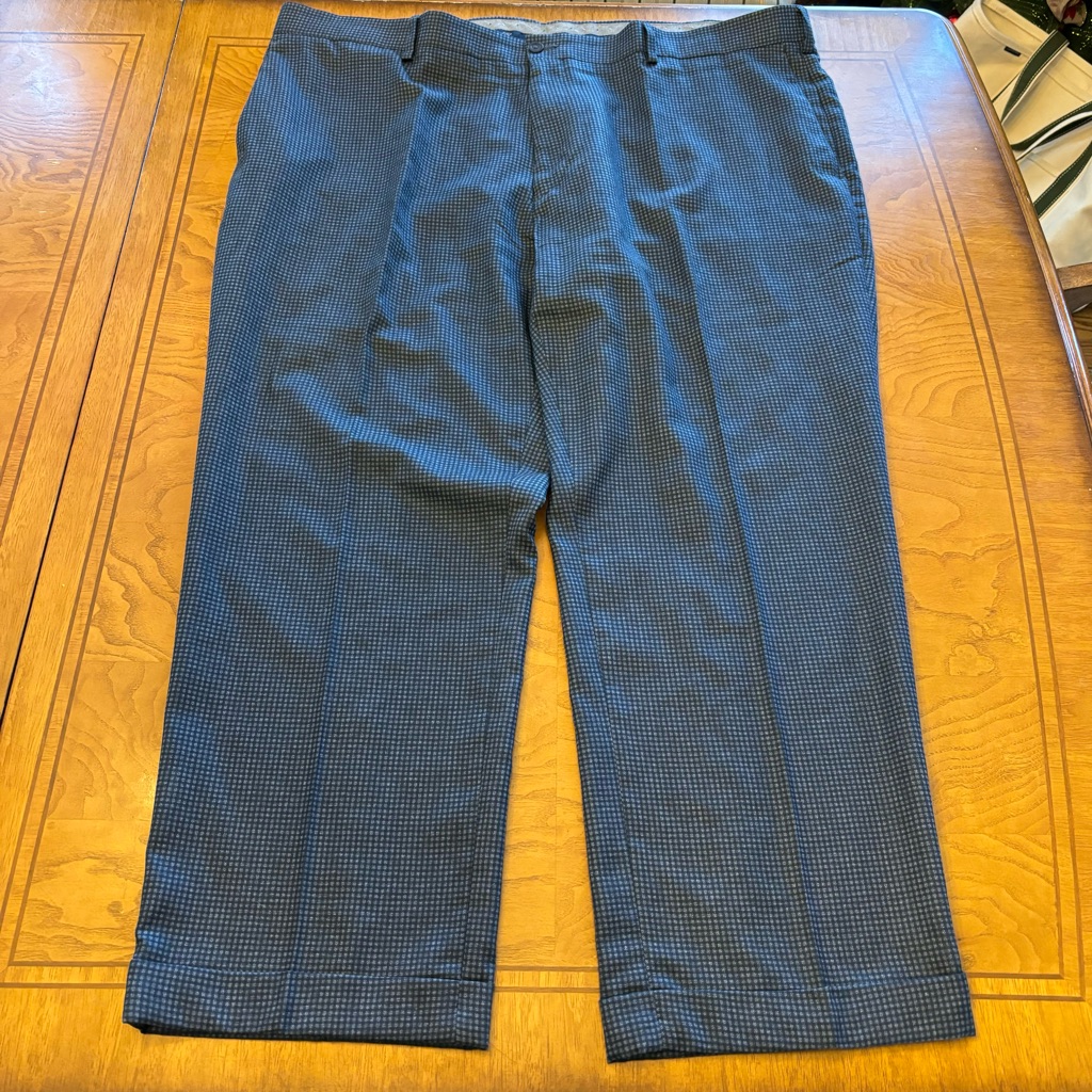 Jack Nickalaus Men’s 40x30 Polyesterr Blue Gray Checkered Trouser Golf Pants